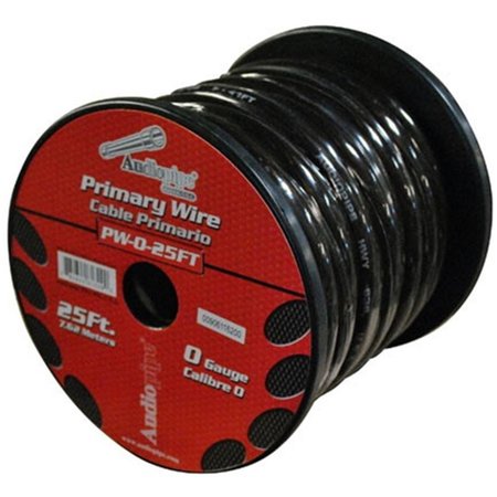 AUDIOP AUDIOP PW025BK 25 ft. Spool 0 Gauge Oxygen Free Ground Cable - Black PW025BK